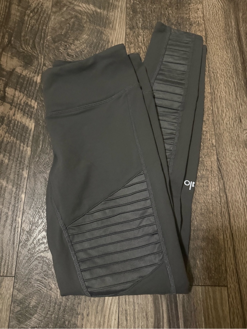 ALO Yoga Black Logo moto Leggings